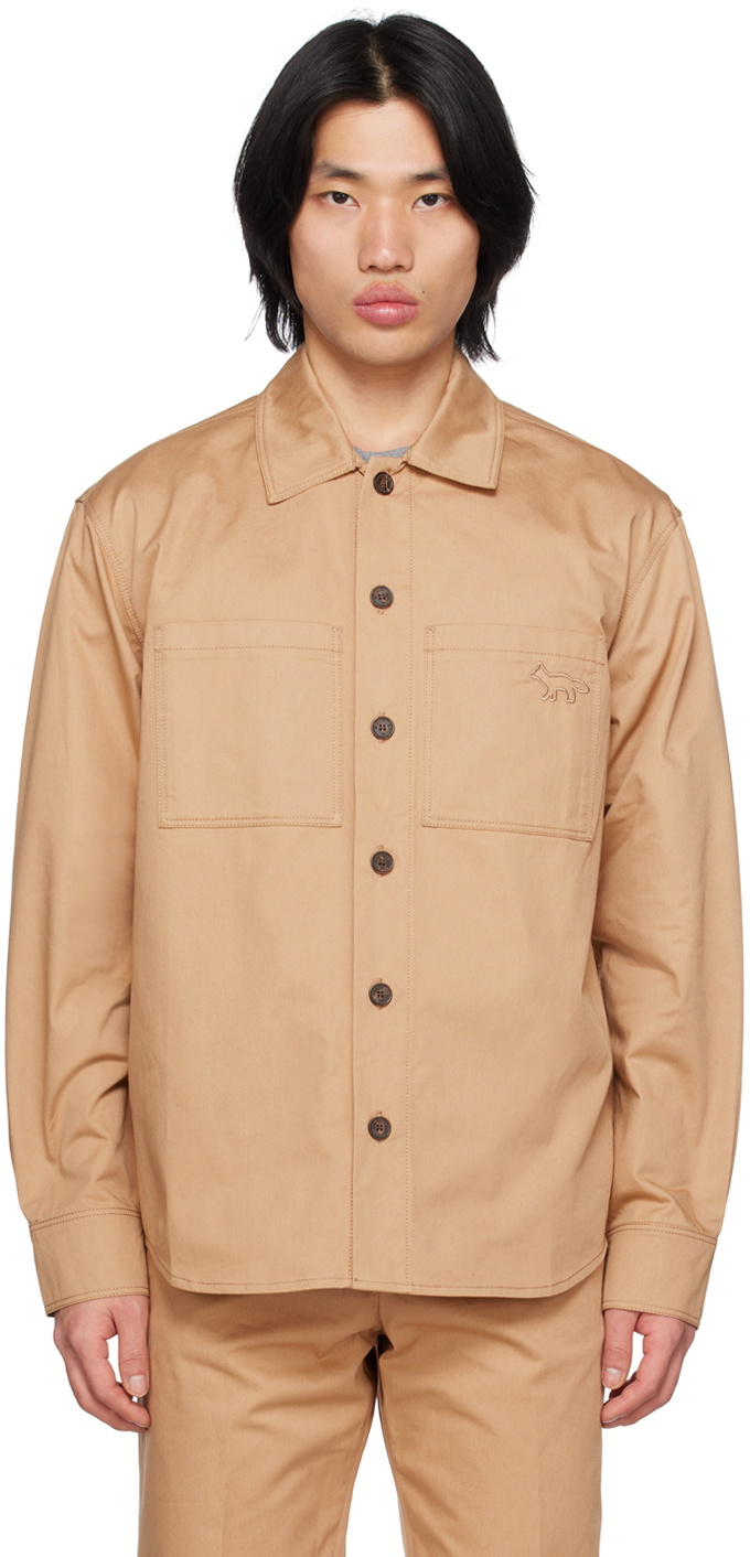 Maison Kitsuné Men's Shirt Con Beige