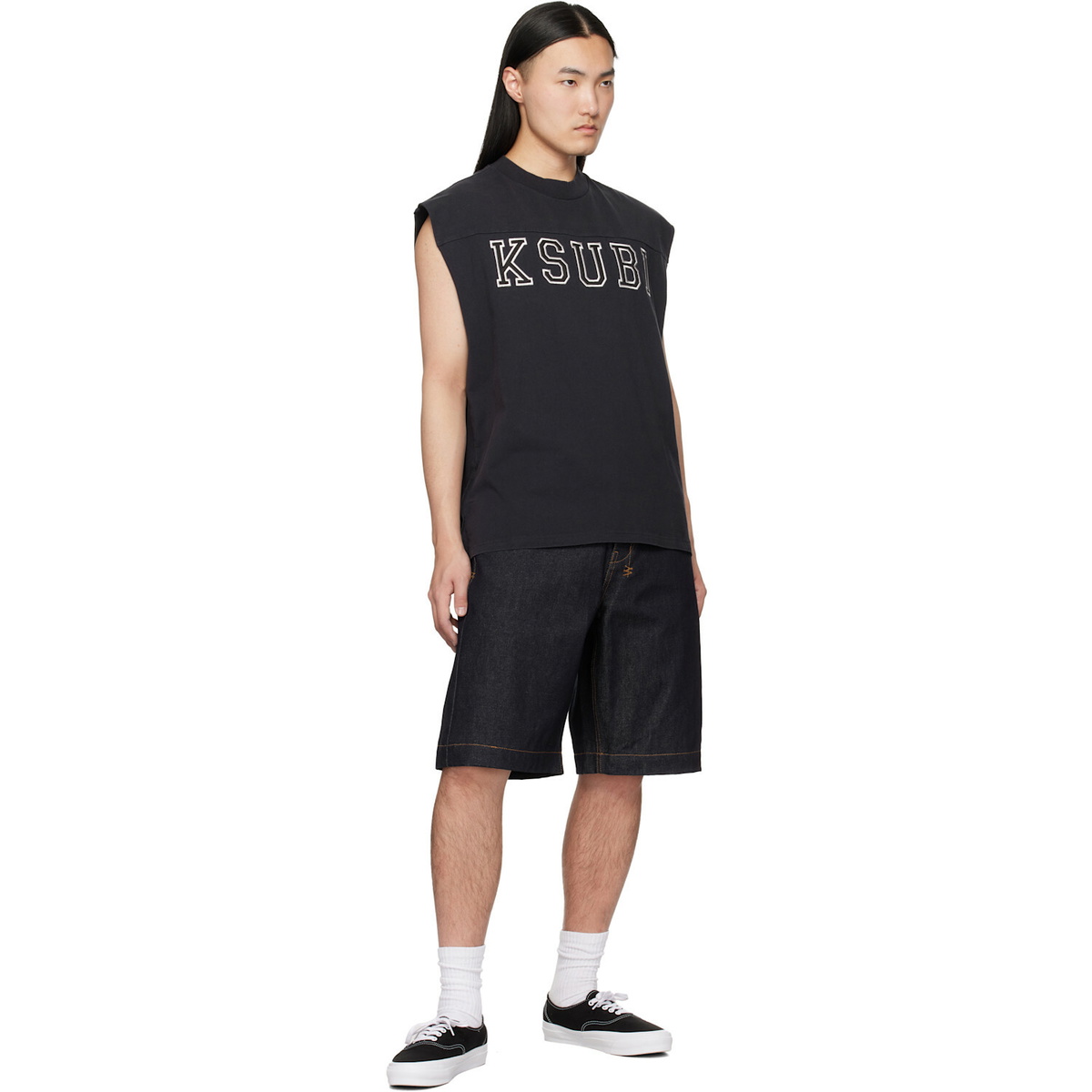 Ksubi Black Touchdown Ekcess Cut Off Tank Top