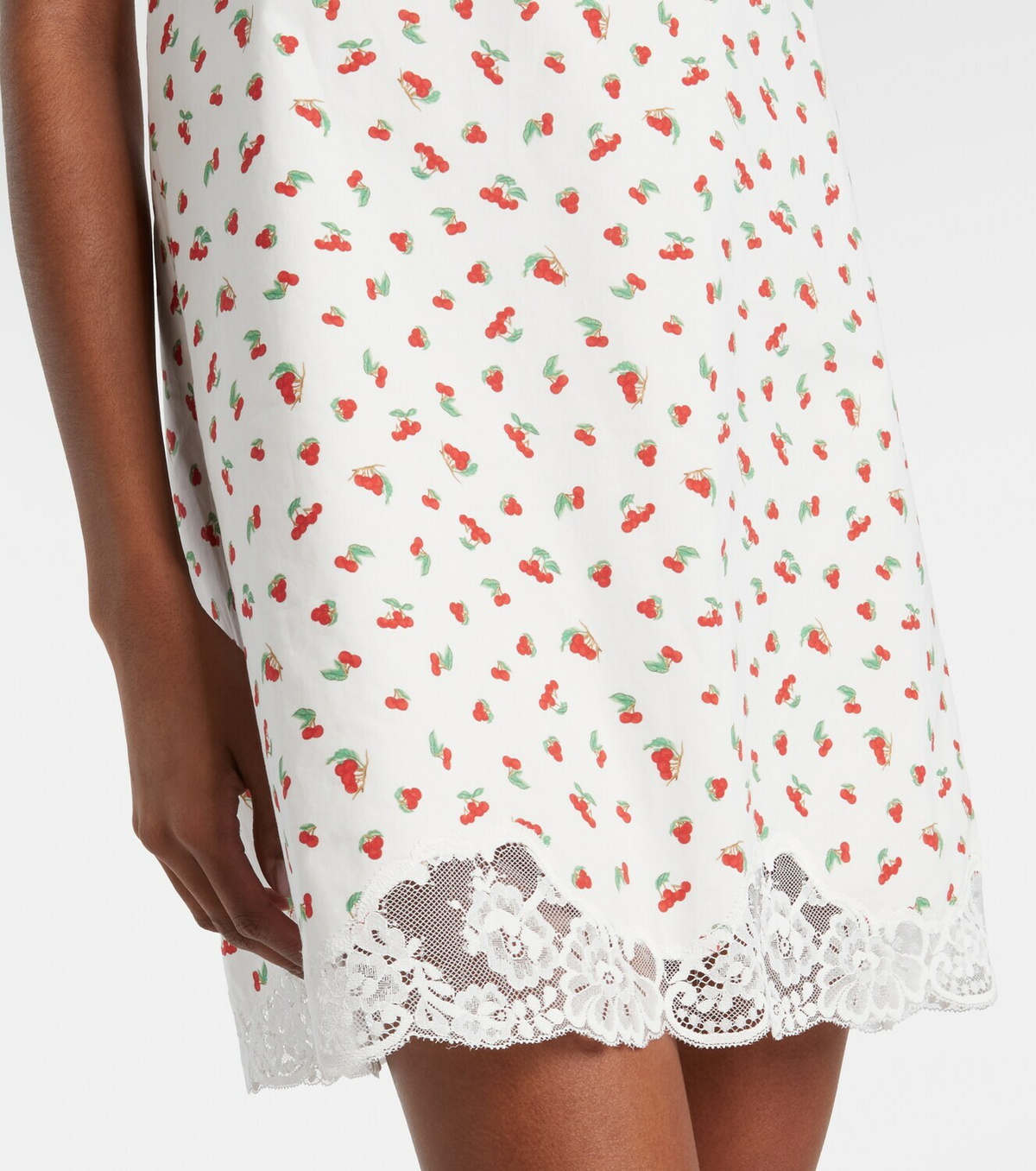 Posse Delia lace-trimmed printed cotton minidress