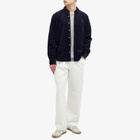 AMI Paris Men's Corduroy Tonal Heart Button Down Shirt in Navy Blue