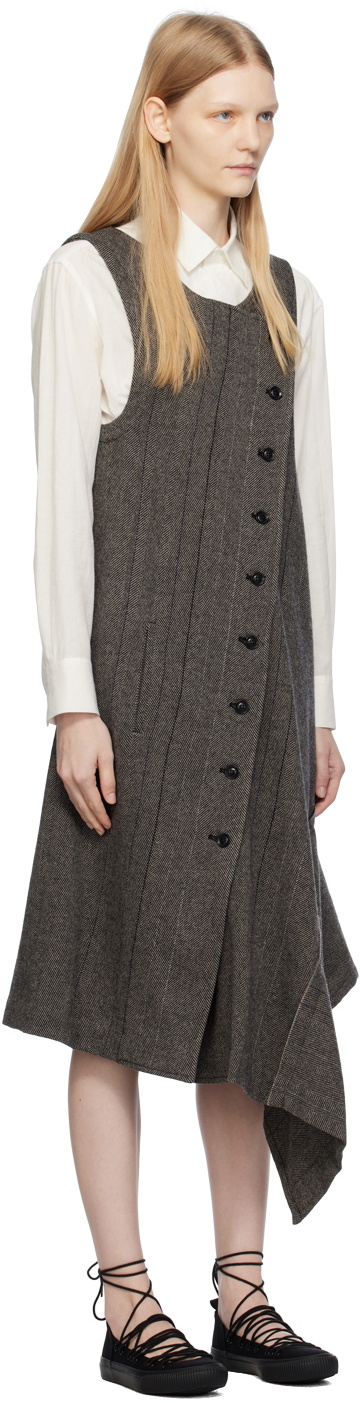 Y's Beige Herringbone Midi Dress