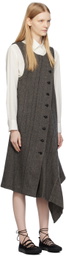 Y's Beige Herringbone Midi Dress