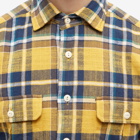 Drake's Men's Work Shirt in Yellow Check