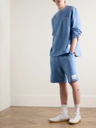 Thom Browne - Straight-Leg Logo-Appliquéd Cotton-Jersey Drawstring Shorts - Blue
