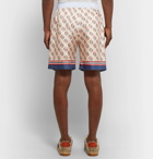 Gucci - Wide-Leg Logo-Print Silk-Twill Drawstring Bermuda Shorts - Ivory