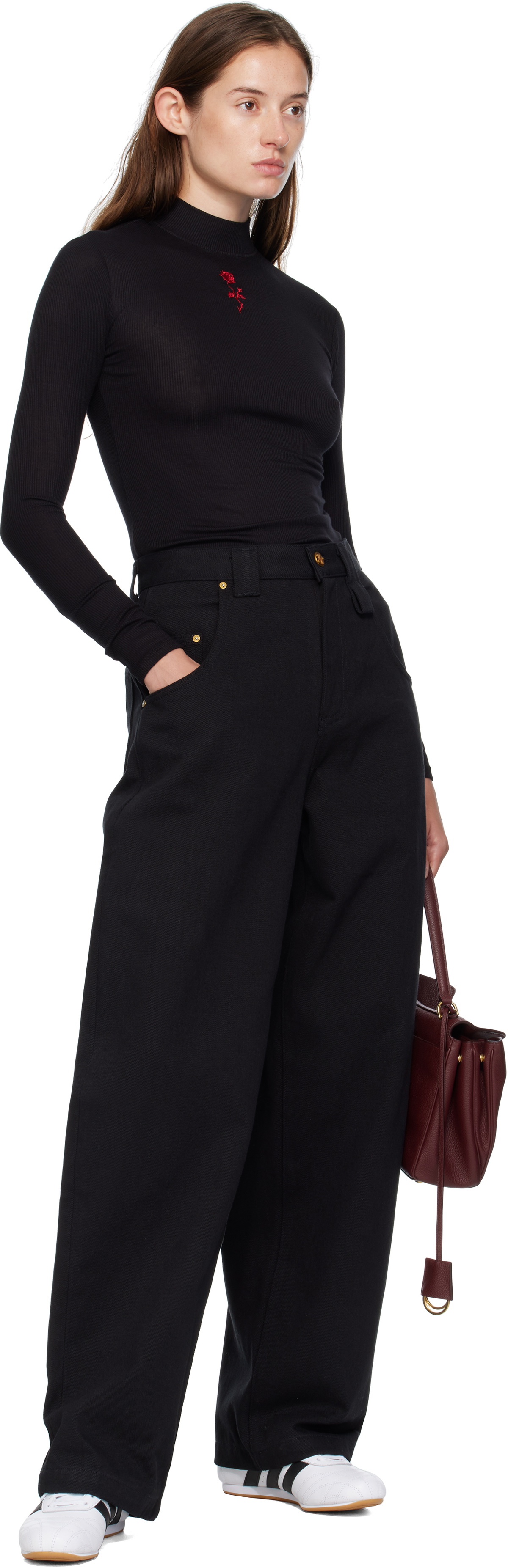 WILLY CHAVARRIA Black Tapered Bad Girl Jeans