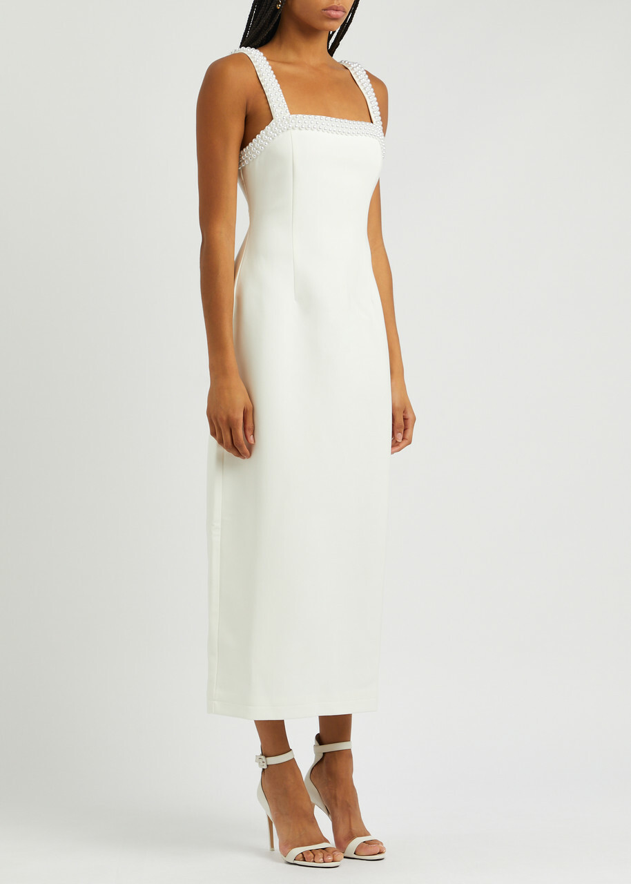 sleeveless blue midi dress Navy Elastic Waist Sleeveless Midi Dress