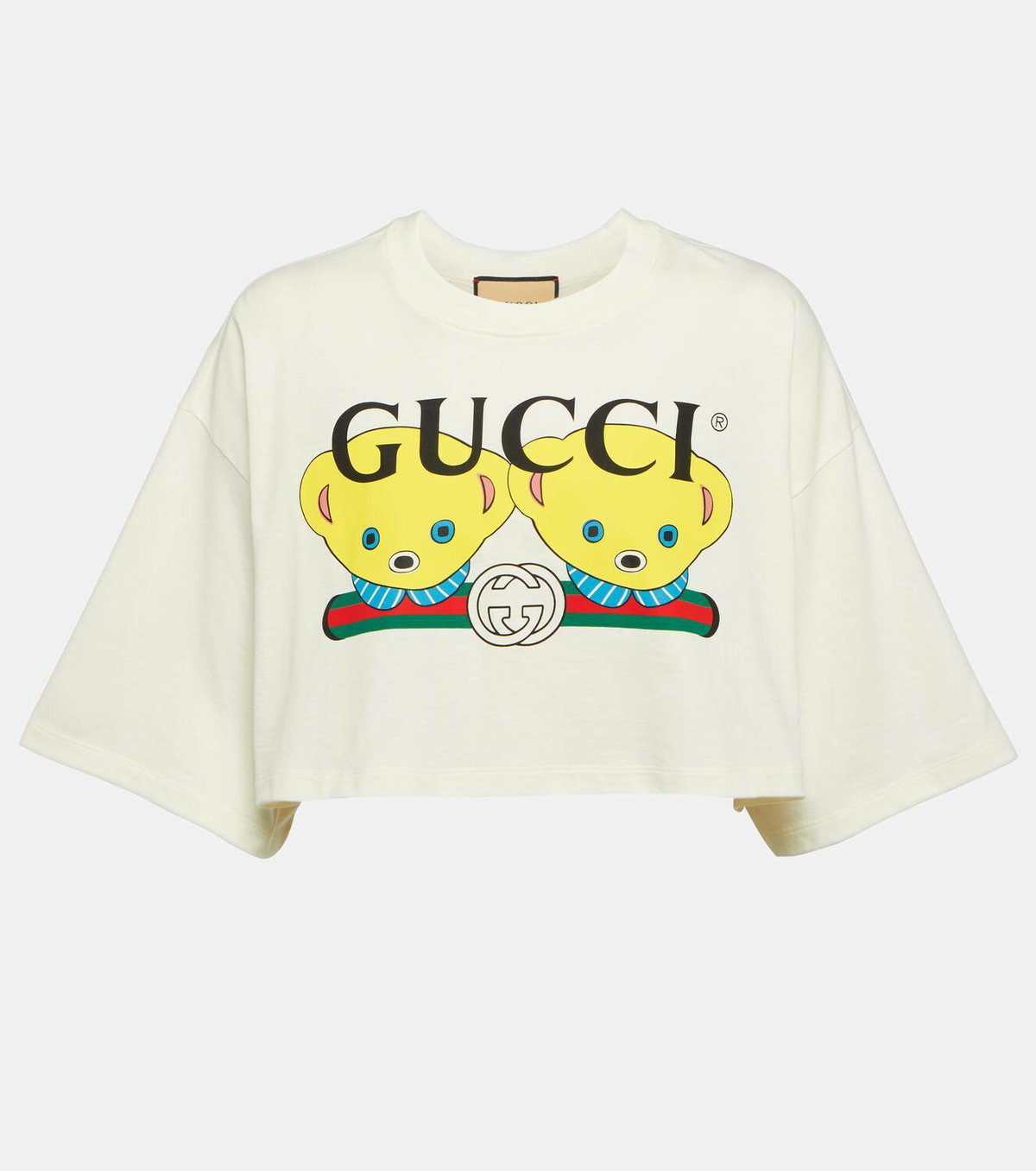 【GUCCI】Logo Cotton Jersey Crop T-shirt Gucci Cotton jersey cropped T-shirt Gucci
