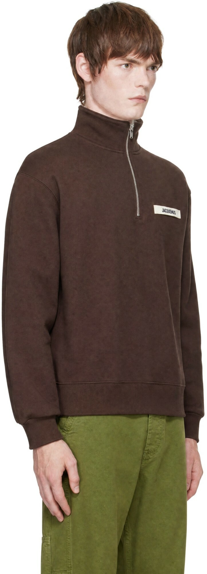 JACQUEMUS Brown 'The Gros Grain zipped-rollneck' Sweatshirt Jacquemus