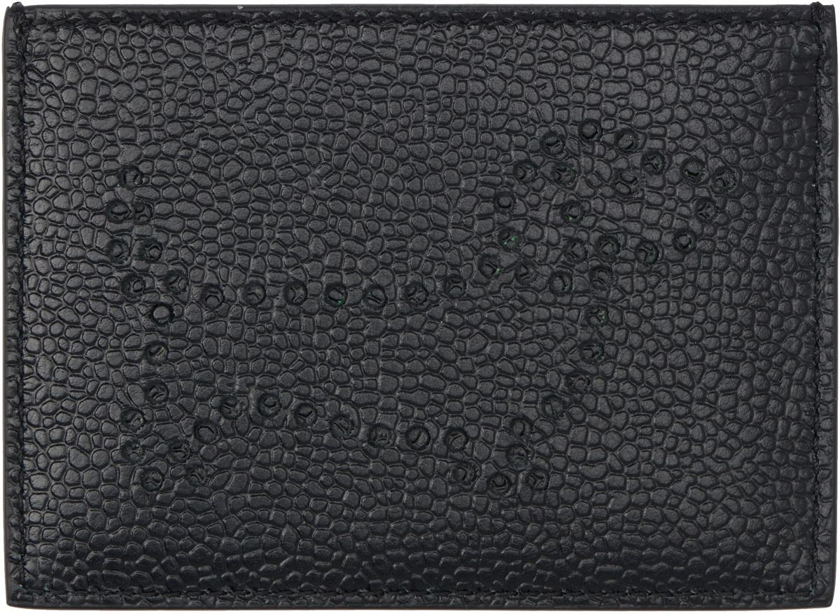 Thom Browne Black Pebble Grain Hector Single Card Holder