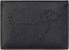 Thom Browne Black Pebble Grain Hector Single Card Holder