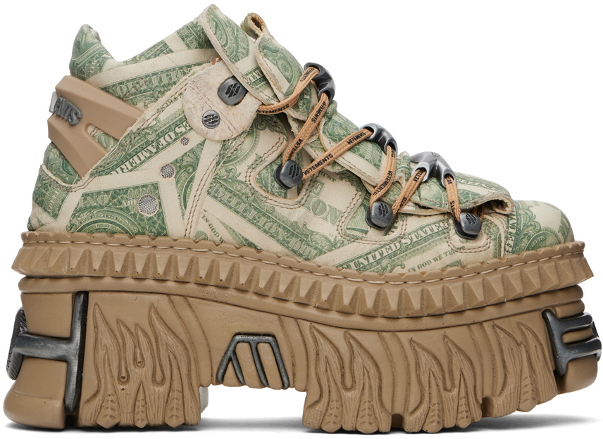 VETEMENTS Beige New Rock Edition Platform Dollar Sneakers