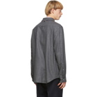 Thom Browne Grey Flannel 4-Bar Snap Front Shirt Jacket