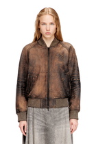 Diesel Bomber jacket in distressed leather - Leather jackets Womens in Brown
