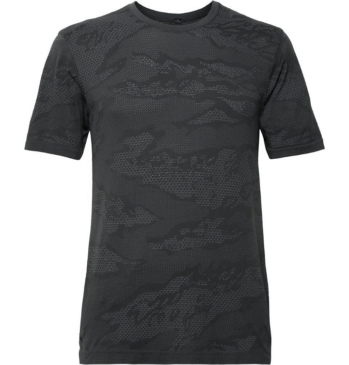 Photo: Lululemon - Metal Vent Breathe Camouflage-Print Stretch-Jersey and Mesh T-Shirt - Charcoal