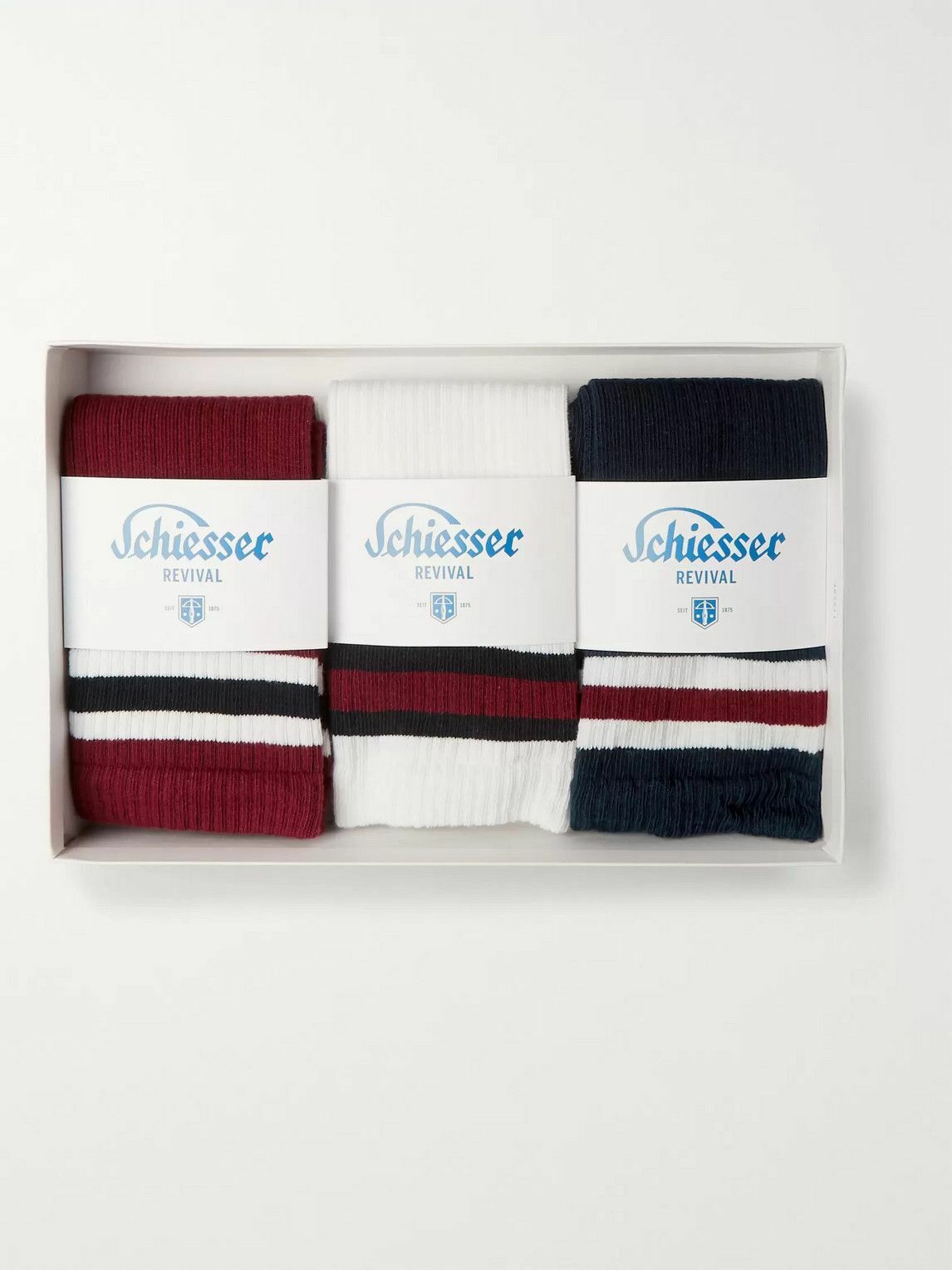 SCHIESSER - Three-Pack Bjorn Striped Cotton-Blend Socks - Multi