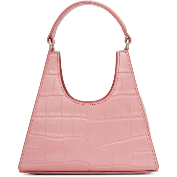 Staud Pink Croc Mini Rey Bag Staud