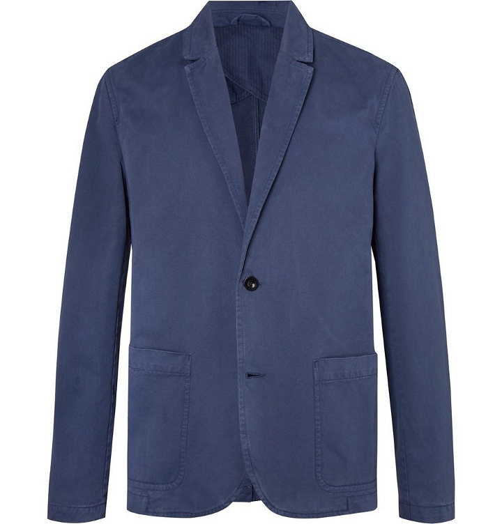 Photo: Mr P. - Blue Unstructured Garment-Dyed Peached Cotton-Twill Suit Jacket - Men - Blue