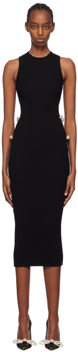 MACH & MACH Black Crystal-Cut Midi Dress MACH & MACH