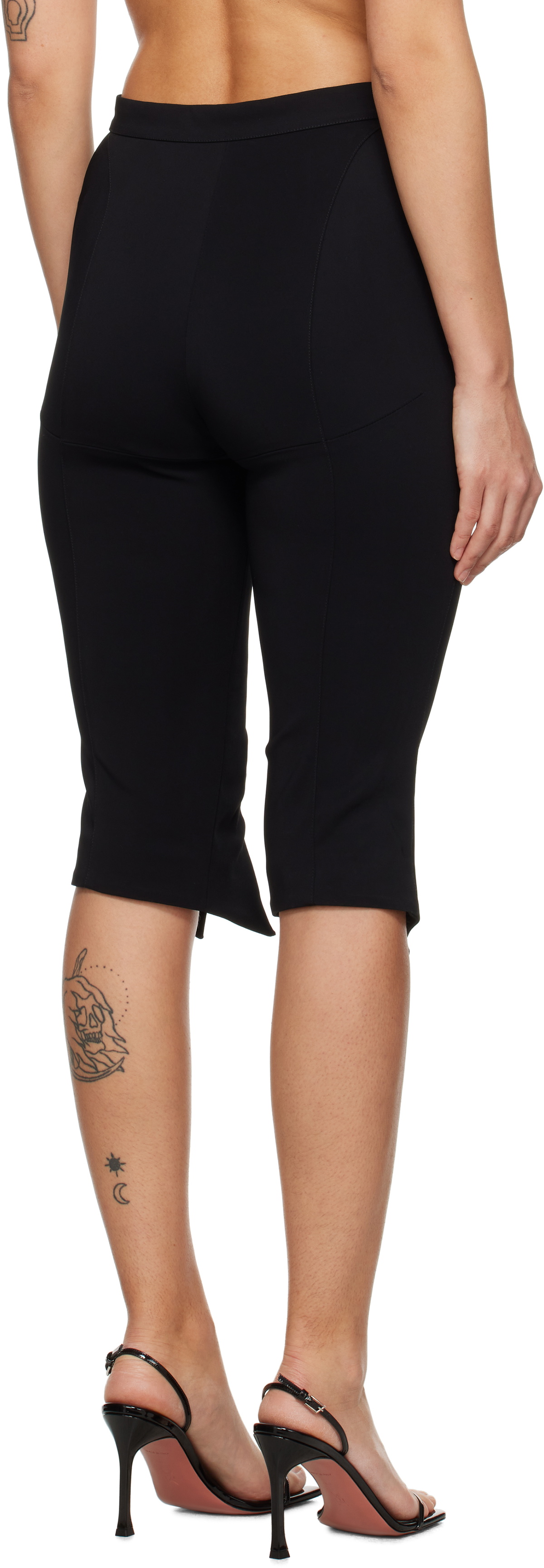 Mugler Black Pierced Capri Shorts