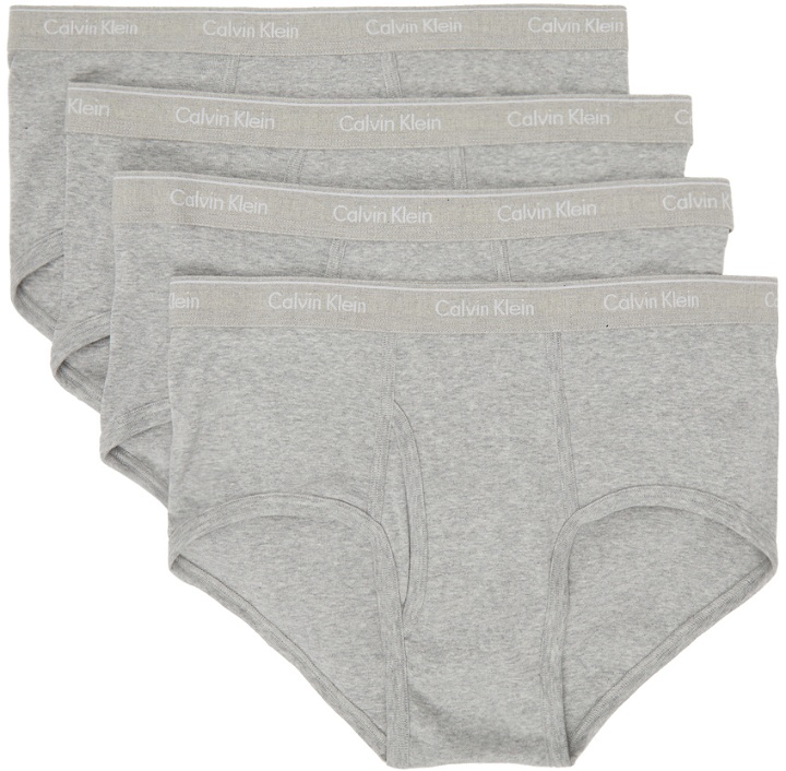 Photo: Calvin Klein Underwear Four-Pack Grey Classic Fit Briefs