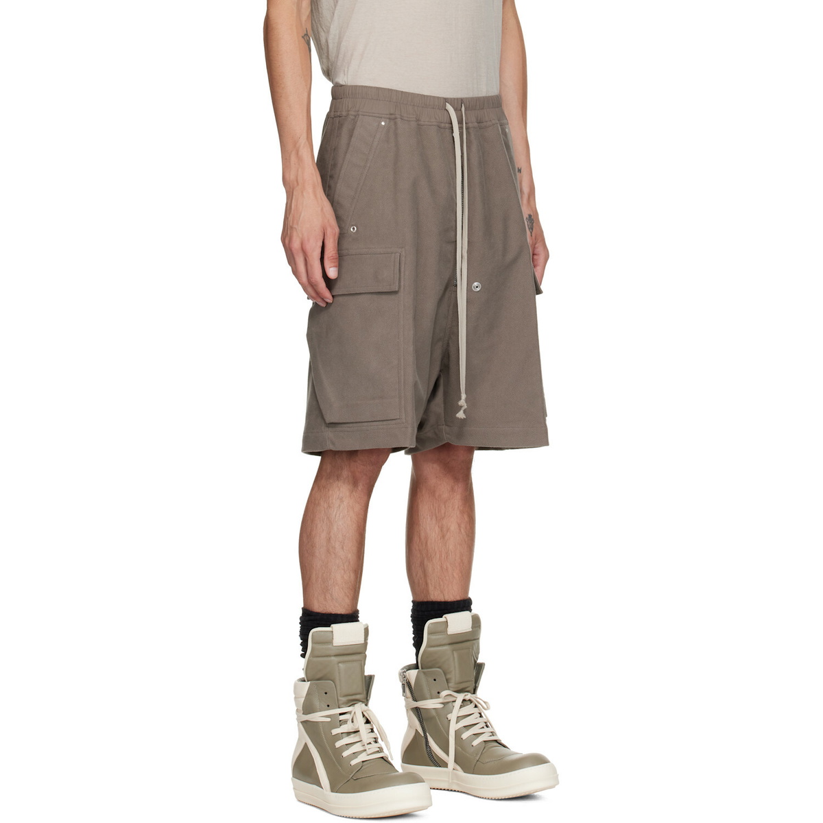 Rick Owens Gray Tower Cargobela Shorts