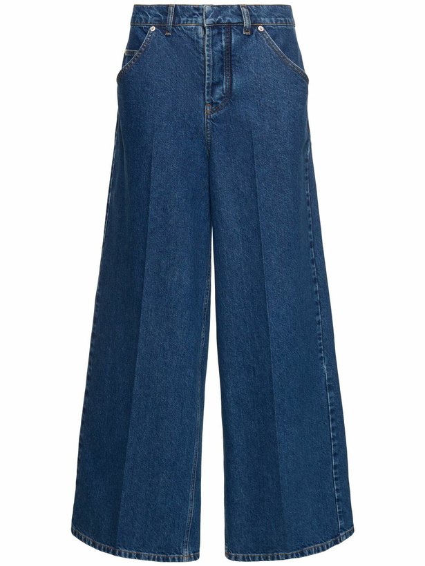 Photo: PHILOSOPHY DI LORENZO SERAFINI High Rise Cotton Blend Denim Wide Jeans