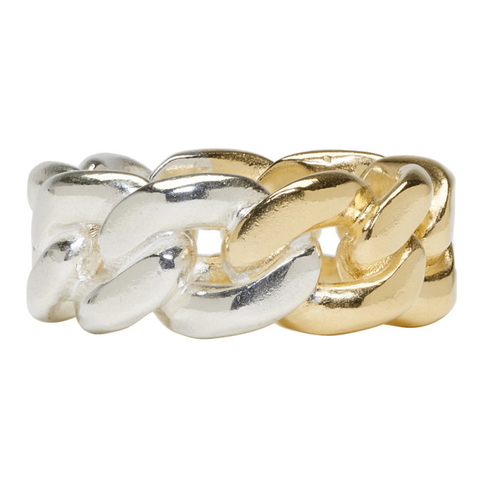 Photo: Maison Margiela Gold and Silver Curb Chain Ring