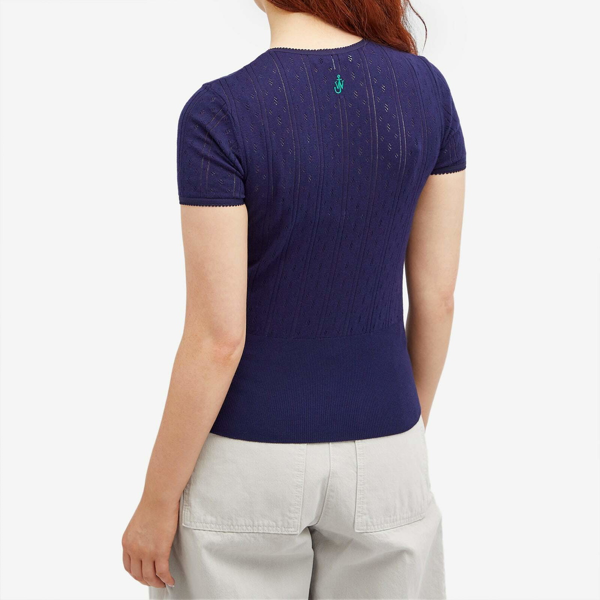 JW Anderson Women's Pointelle Cap Sleeve Top in Navy