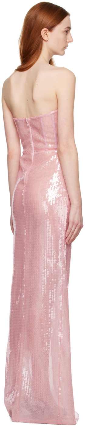 nensi dojaka pink dress Tan & Pink Celina Floral Petal Minidress by Nensi Dojaka on Sale