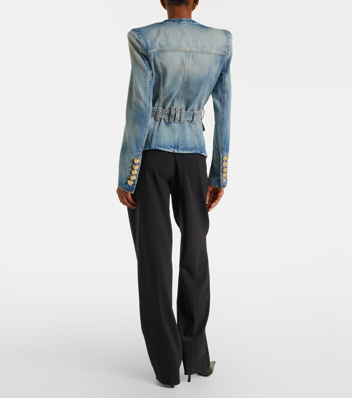 Balmain Belted cotton denim jacket