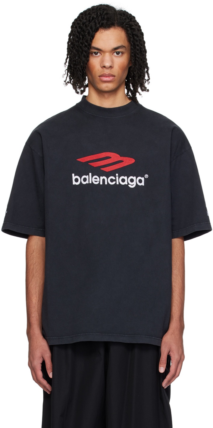 Photo: Balenciaga Black 3B Sports Icon T-Shirt