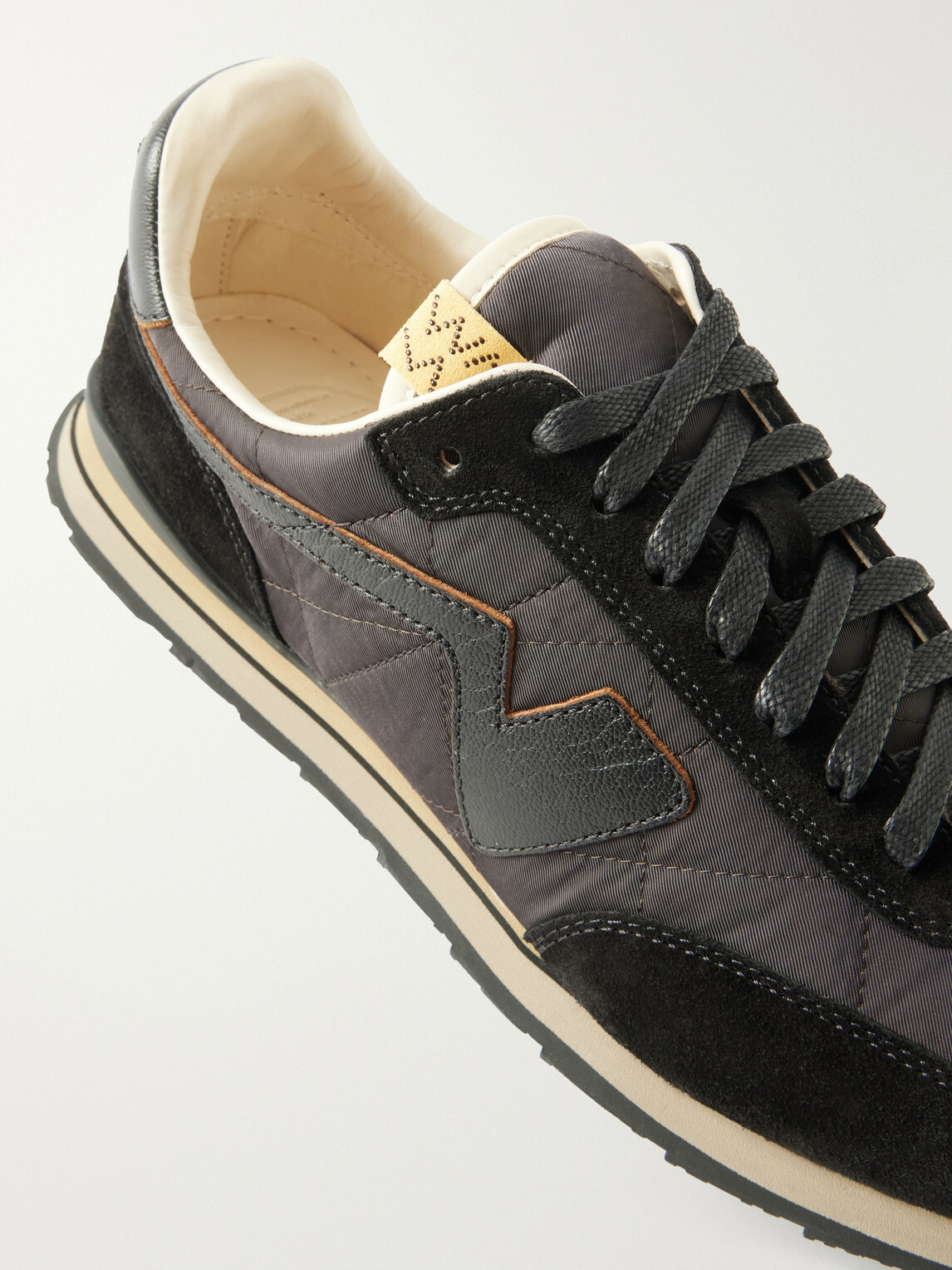 Visvim - FKT Runner Leather and Suede-Trimmed Shell Sneakers - Black