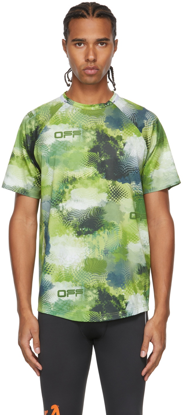 Off-White Green Active Logo Print Mesh T-Shirt Off-White