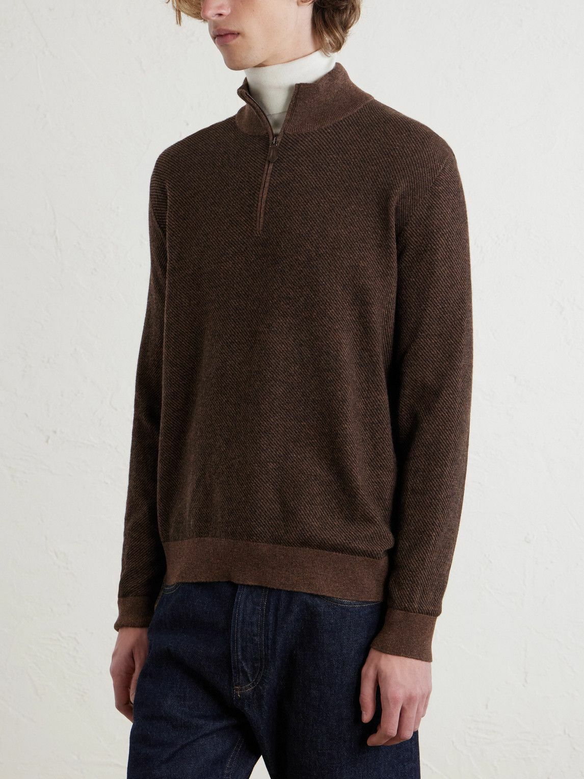 Loro Piana - Roadster Cashmere Half-Zip Sweater - Brown