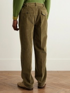 Drake's - Games Tapered Pleated Cotton-Corduroy Trousers - Green