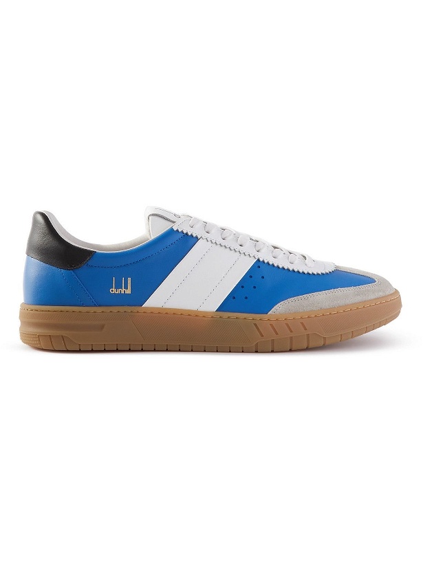 Photo: Dunhill - Court Legacy Leather and Suede Sneakers - Blue