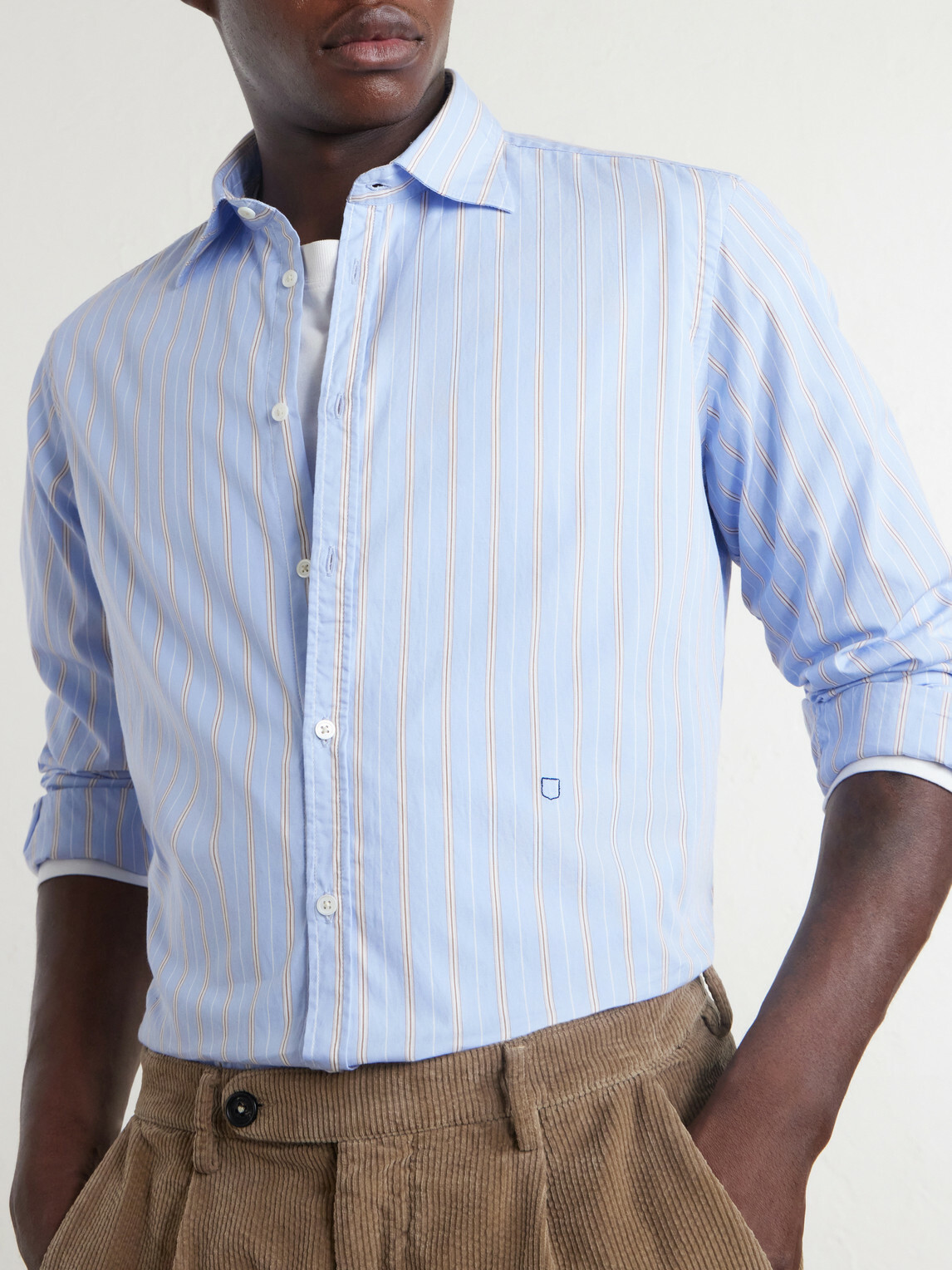 Massimo Alba - Genova Striped Cotton-Poplin Shirt - Blue