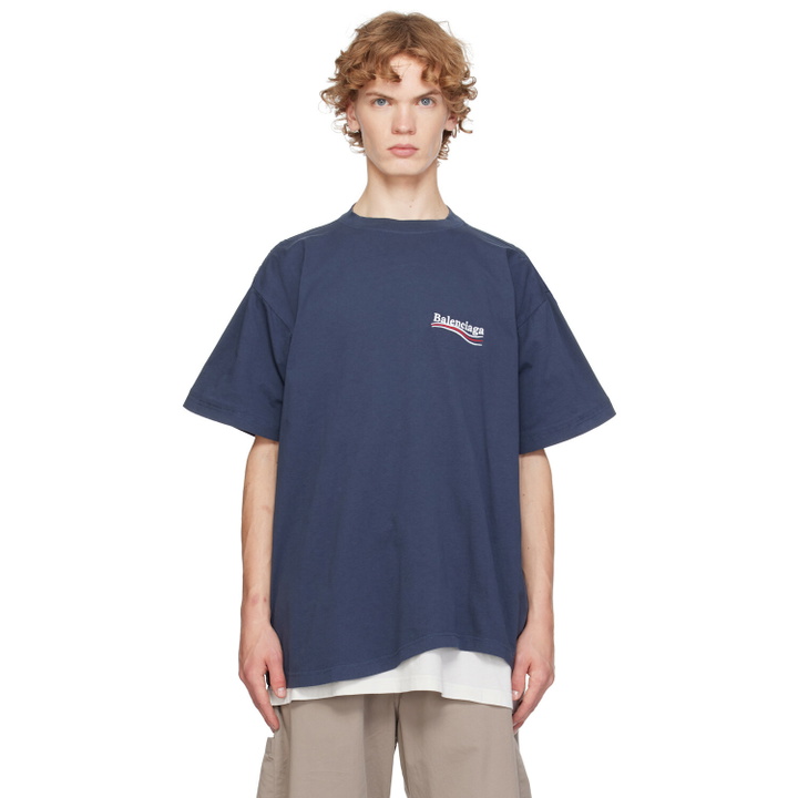 Photo: Balenciaga Navy Political Campaign Double T-shirt