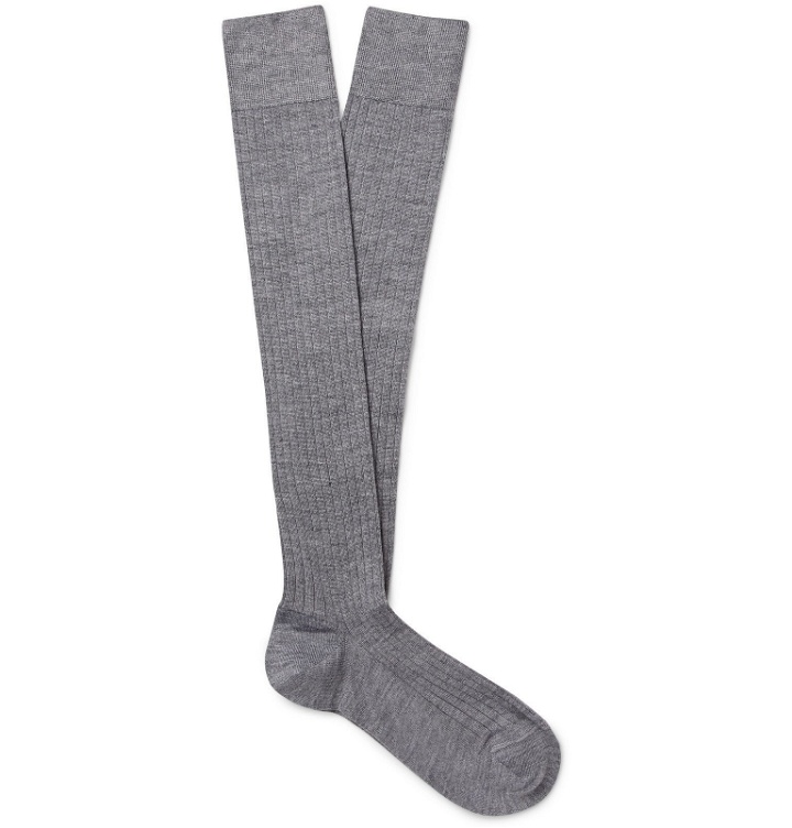 Photo: Charvet - Ribbed Cashmere, Wool and Silk-Blend Over-the-Calf Socks - Multi
