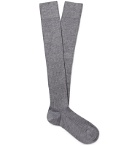 Charvet - Ribbed Cashmere, Wool and Silk-Blend Over-the-Calf Socks - Multi
