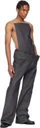 Courrèges Beige & Gray Illusion Square Denim Tank Top