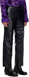 Dries Van Noten Black Cropped Leather Pants