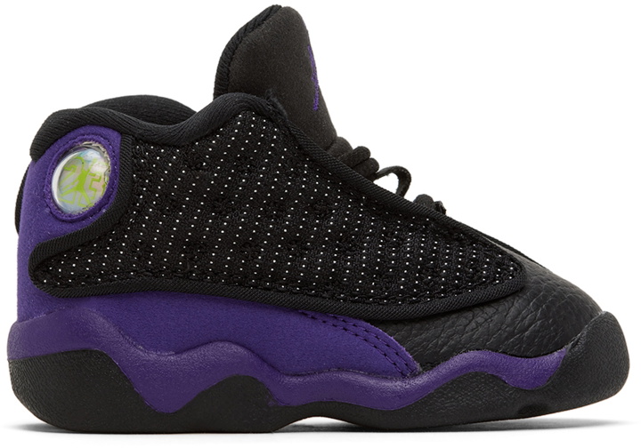 Photo: Nike Jordan Baby Black & Purple Jordan 13 Retro Sneakers