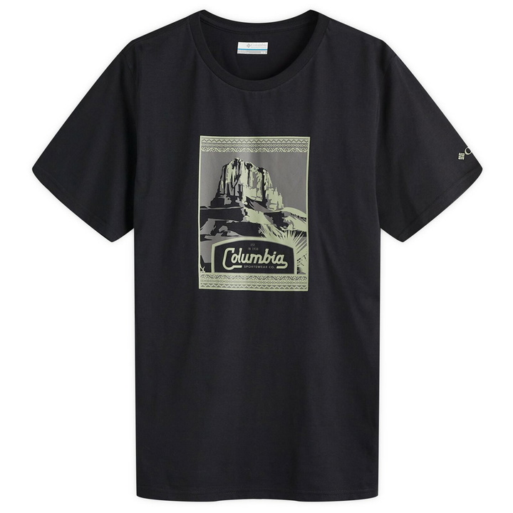 Photo: Columbia Men's CSC Seasonal Logo T-Shirt in Black Arid Trails