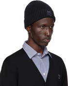 Maison Kitsuné Navy Bold Fox Head Patch Beanie