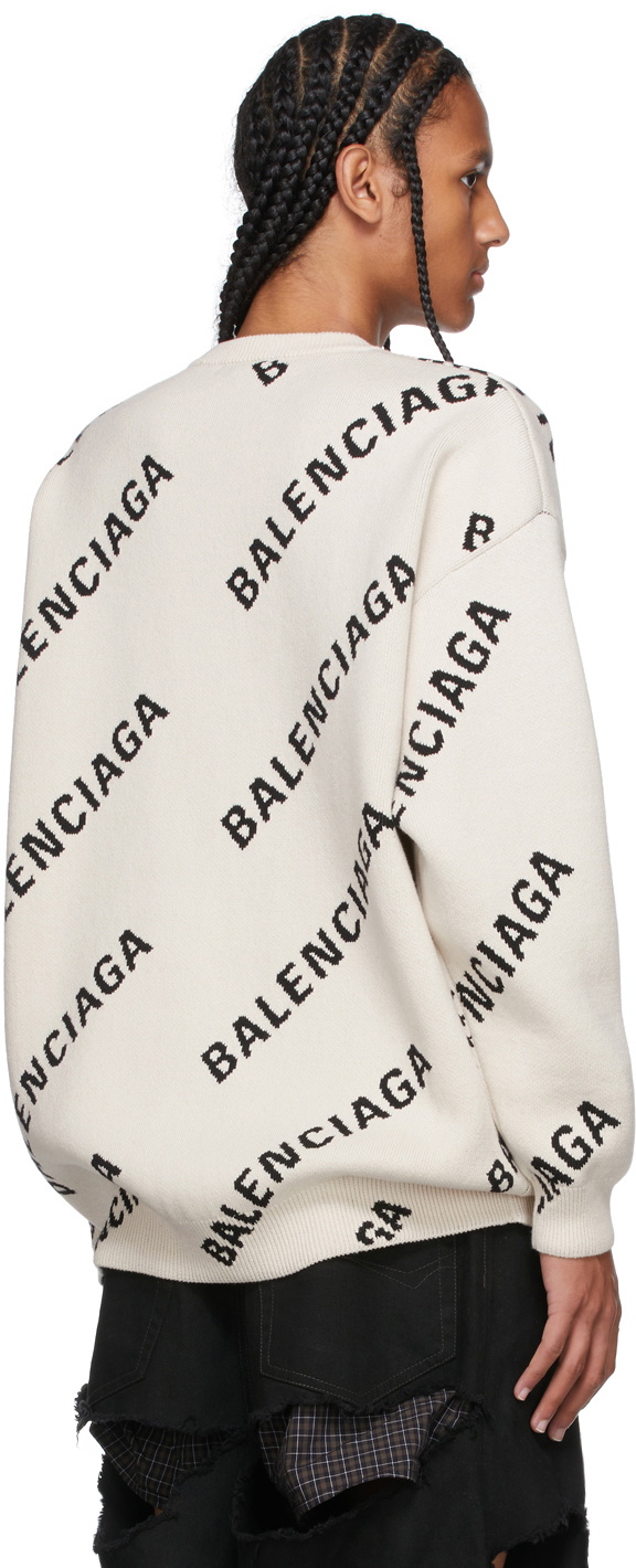 Pil Levere give Balenciaga Off-White & Black All Over Logo Sweater Balenciaga