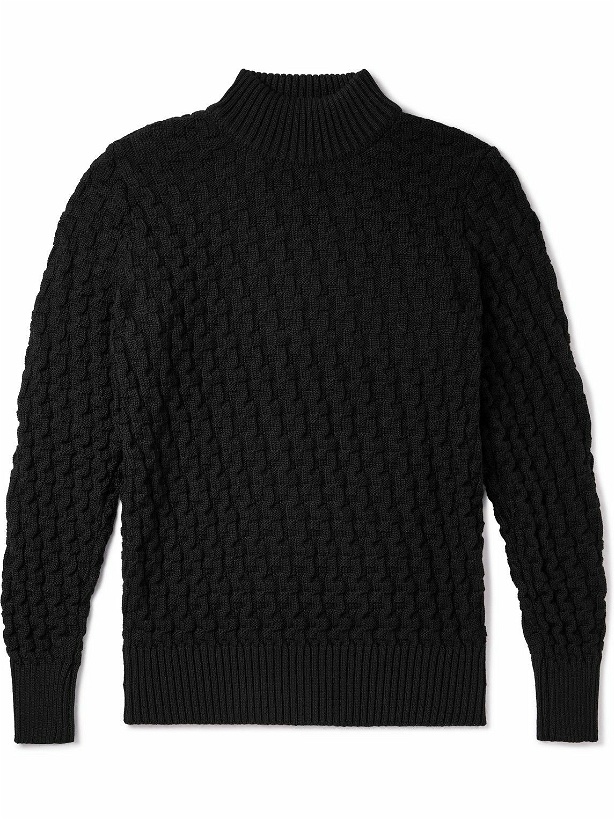 Photo: S.N.S Herning - Stark Slim-Fit Cable-Knit Merino Wool Sweater - Black