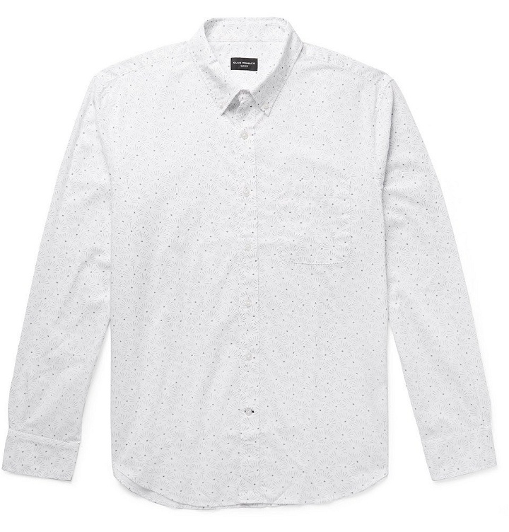 Photo: Club Monaco - Slim-Fit Button-Down Collar Printed Cotton-Poplin Shirt - White