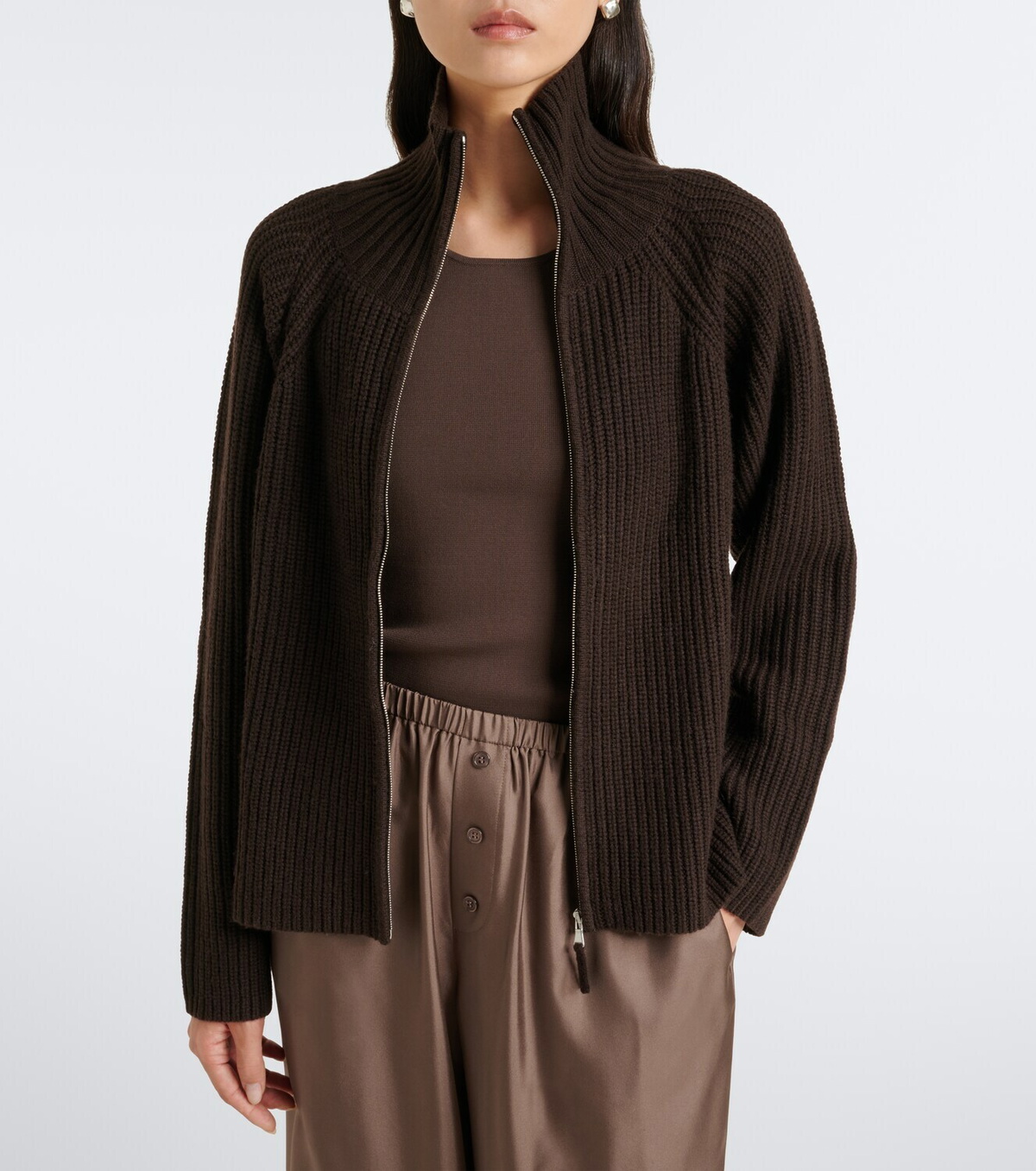 Jardin des Orangers Wool and cashmere zip-up cardigan